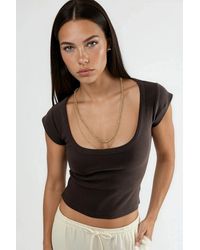 Busem - Slim Fit Ribbed U Collar Blouse - Lyst