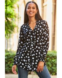 Sosandar - Spot Print Tie Neck Blouse - Lyst