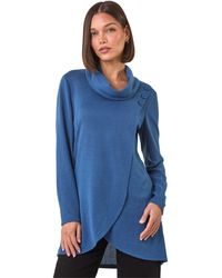 Roman - Wrap Front Cowl Neck Top - Lyst