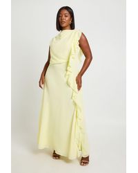 Boohoo - Plus Chiffon High Neck Ruffle Detail Maxi Dress - Lyst