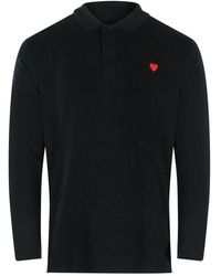 Moschino - Love Small Heart Logo Long Sleeve Polo Shirt Cotton - Lyst