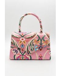 SVNX - Floral Satin Embroidered Top Handle Bag - Lyst