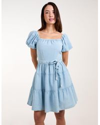 Blue Vanilla - Milkmaid Puff Sleeve Mini Dress - Lyst
