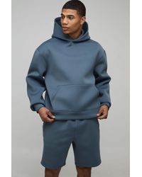 BoohooMAN - Oversized Boxy Bonded Scuba Short Hooded Tracksuit - Lyst