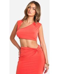 Boohoo - Slinky Twist Detail Crop Top - Lyst