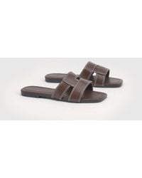 Boohoo - Wide Fit Square Toe Cross Over Sliders - Lyst