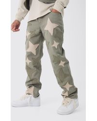 BoohooMAN - Relaxed Fit Star Patchwork Applique Jeans - Lyst