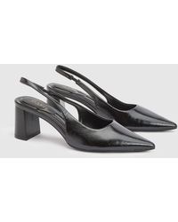 Oasis - Abigail Faux Patent Leather Slingback Block Heel Court Shoes - Lyst