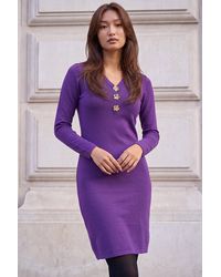 Roman - Floral Button Knitted Dress - Lyst