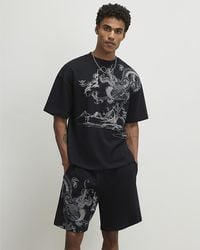 River Island - T-Shirt Oversized Japanese Dragon Cotton - Lyst