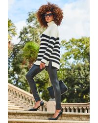 Sosandar - Cream & Stripe Super Soft Roll Neck Jumper - Lyst
