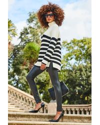 Sosandar - Cream & Stripe Super Soft Roll Neck Jumper - Lyst