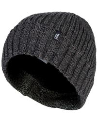 Heat Holders - Ribbed Knit Fleece Lined Insulated Warm Turn Over Cuff Thermal Winter Beanie Hat - Lyst
