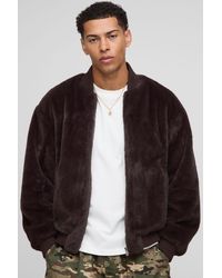 BoohooMAN - Regular Fit Faux Fur Bomber Jacket - Lyst