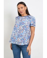 Wallis - Floral Contrast Short Sleeve Top - Lyst