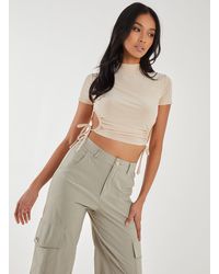 Pink Vanilla - Cut Out Tide Side High Neck Crop Top - Lyst
