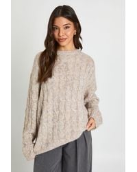 Boohoo - Crew Neck Cable Knit Jumper - Lyst