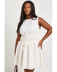 Boohoo - Plus Sleeless Shirred Waist Mini Dress - Lyst