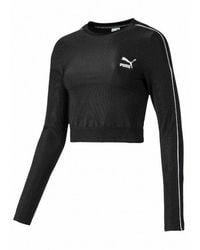 PUMA - Classics Rib Long Sleeve T-Shirt Top 595196 01 - Lyst