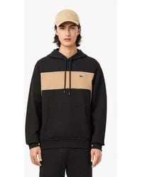 Lacoste - Colour-block Fleece Hoodie In Zwart - Lyst