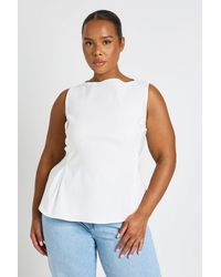 Boohoo - Plus Bengaline Cinched Waist Sleeveless Top - Lyst