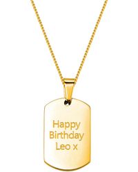 The Jewellery Stockroom - Plated Stainless Steel Tag Pendant Curb Chain Necklace - Lyst