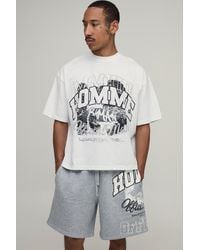 BoohooMAN - Oversized Boxy Homme Printed T-Shirt & Baggy Short Set - Lyst