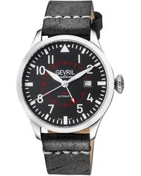 Gevril - Vaughn Gmt Leather Swiss Automatic Eta 2893/2 Watch - Lyst