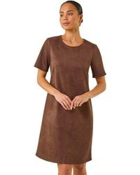 Roman - Petite Premium Stretch Suede Shift Dress - Lyst