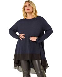 Roman - Curve Glitter Chiffon Hem Tunic Top - Lyst