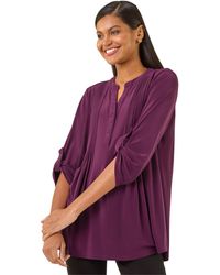 Roman - Pintuck Button Stretch Top - Lyst