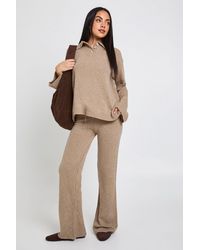 Boohoo - Collared Button Down Oversized Knitted Jumper And Straight Leg Trouser Co-Ord - Lyst