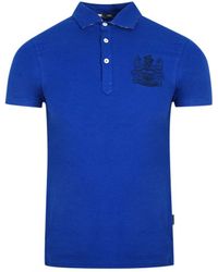 Aquascutum - Aldis Crest Chest Logo Blue Polo Shirt Cotton - Lyst