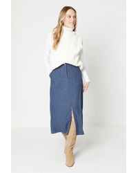 Oasis - Cord Split Front Midi Skirt - Lyst