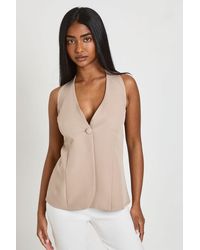 Boohoo - Halterneck Cinched Tailored Waistcoat - Lyst