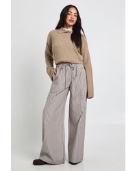 Boohoo - Woven Stripe Elasticated Waist Wide Leg Trouser - Lyst
