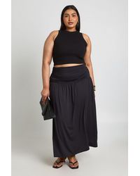 Boohoo - Plus Ruched Waist Soft Touch Maxi Skirt - Lyst