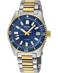 Gevril - Atlantic Avenue 316L Stainless Steel Case, Dark Ceramic Bezel, Embossed Dial, Two Toned Ss/Ipyg Bracelet - Lyst