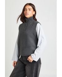 Boohoo - High Neck Button Detail Sleeveless Vest - Lyst