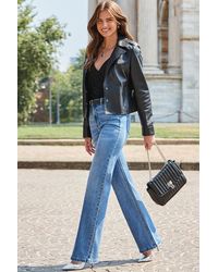 Sosandar - Relaxed Fit Leather Biker Jacket - Lyst