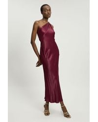 Karen Millen - Satin Viscose Trim Detail One Shoulder Maxi Dress - Lyst