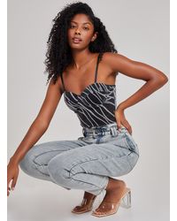 Pink Vanilla - Glitter Zebra Bustier Bodysuit - Lyst