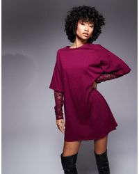 ASOS - Long Sleeve Lace T Shirt Mini Dress - Lyst