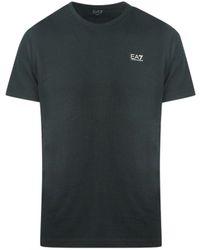 EA7 - Gold Leather Pacth Logo Black T-shirt Cotton - Lyst