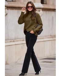 Sosandar - Khaki Chevron Roll Neck Ribbed Jumper - Lyst