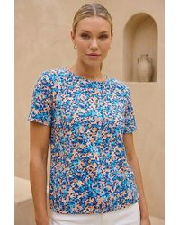 Roman - Floral Print Elasticated Hem Top - Lyst