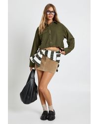 Boohoo - Corduroy Boxy Longline Crop Shirt - Lyst