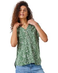 Roman - Abstract Print Button Detail Top - Lyst