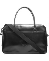 Fred Perry - Laurel Wreath Black Leather Hold All Bag - Lyst