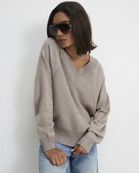 River Island - Jumper Cotton V-Neck Knitted Viscose - Lyst